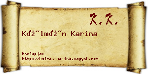 Kálmán Karina névjegykártya